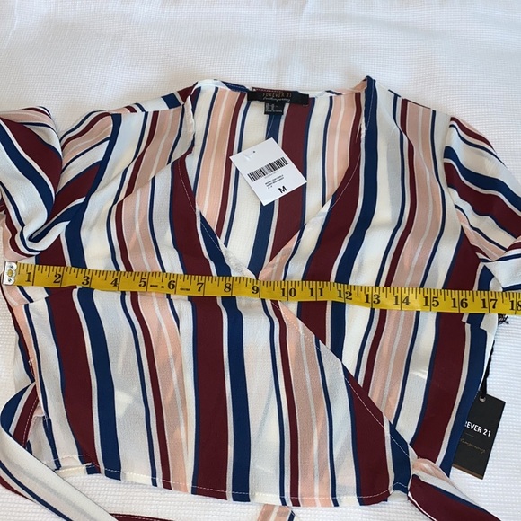 Forever 21 Contemporary Woven Top Open Front striped Multicolored Top Size M - Picture 5 of 11
